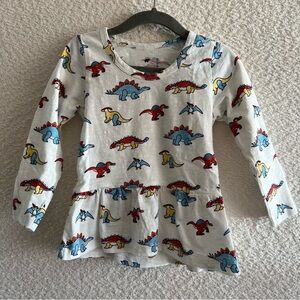 Monica + Andy Toddler Girl Cotton Peplum Dinosaur Long Sleeve‎ Shirt Size 3T